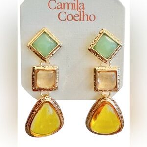 Camila Coelho Green Gold and Yellow Drop Earrings